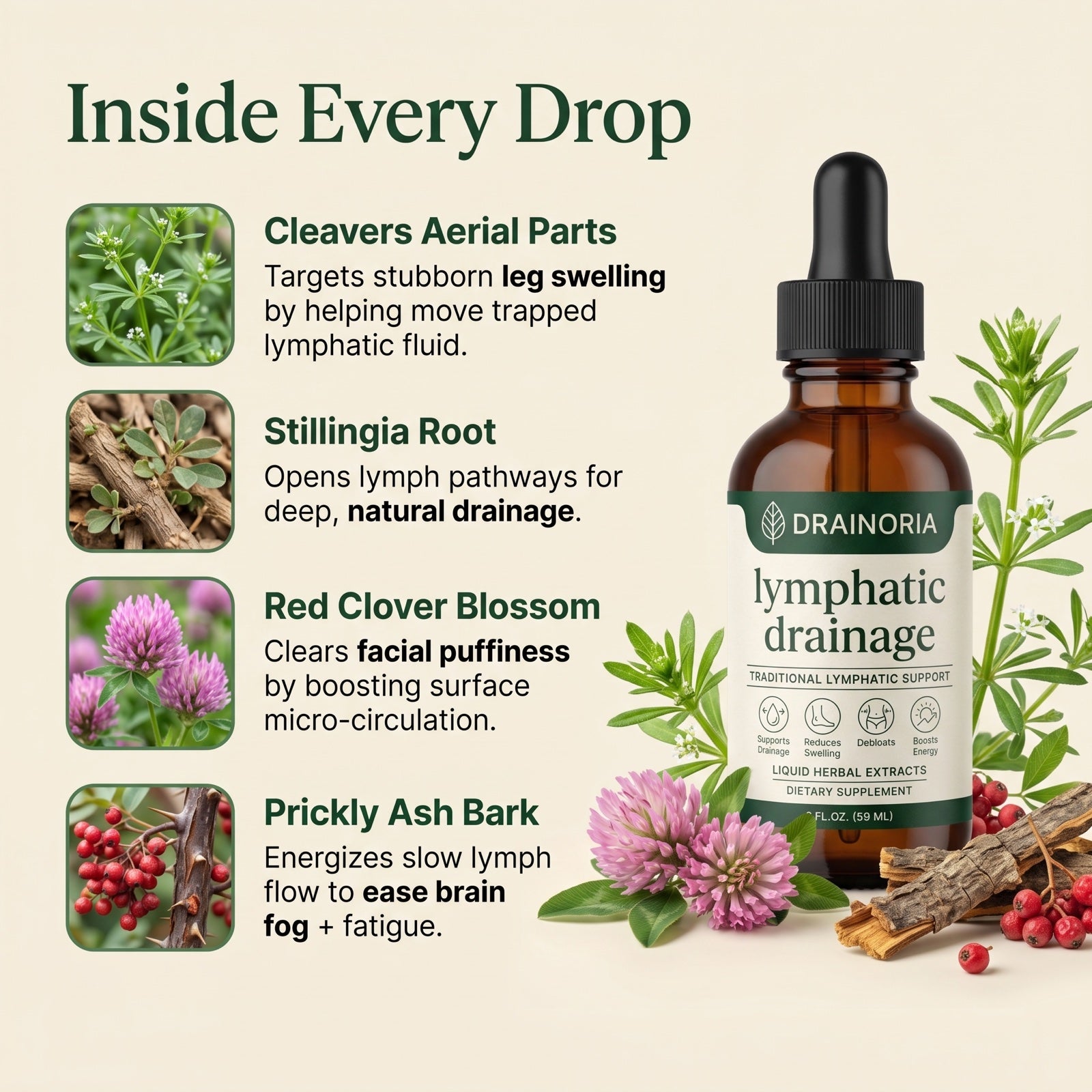 Inside every drop - four herbs targeted benefits