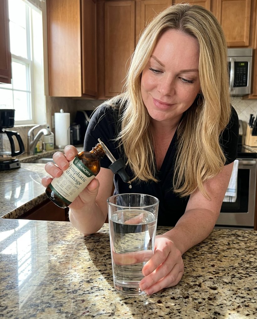 One dropper in a glass of water